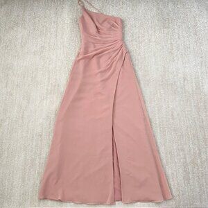 Celebrate DB David's Bridal One Shoulder Bridesmaid Dress 0 Desert Coral